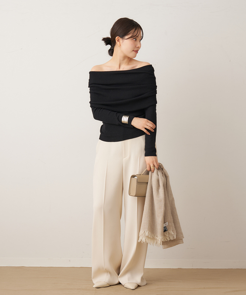 plage(プラージュ)の「《代官山店・WEB限定》LE PETIT PULLE / ル プティ プレ BARDOT NECKLINE ニット(ニット/セーター・レディース・ブラック・FREE)」の3枚目の写真