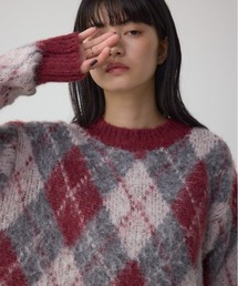 AZUL by moussy | アーガイルシャギーニット(ニット/セーター)