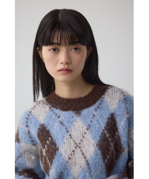 AZUL by moussy（アズールバイマウジー）の「アーガイルシャギーニット（ニット/セーター・レディース・ブラック系その他/ブラウン系その他/レッド系その他・SMALL/MEDIUM）」の5枚目の写真