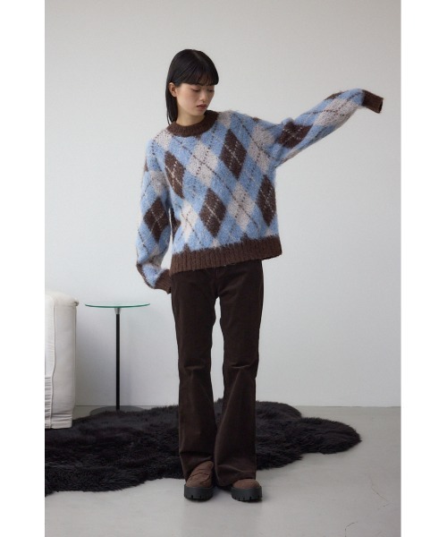AZUL by moussy（アズールバイマウジー）の「アーガイルシャギーニット（ニット/セーター・レディース・ブラック系その他/ブラウン系その他/レッド系その他・SMALL/MEDIUM）」の7枚目の写真