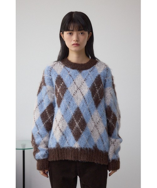 AZUL by moussy（アズールバイマウジー）の「アーガイルシャギーニット（ニット/セーター・レディース・ブラック系その他/ブラウン系その他/レッド系その他・SMALL/MEDIUM）」の8枚目の写真