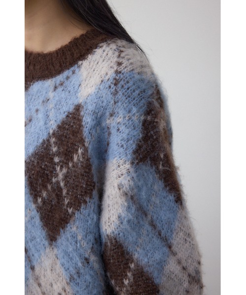 AZUL by moussy（アズールバイマウジー）の「アーガイルシャギーニット（ニット/セーター・レディース・ブラック系その他/ブラウン系その他/レッド系その他・SMALL/MEDIUM）」の12枚目の写真