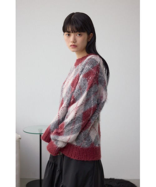 AZUL by moussy（アズールバイマウジー）の「アーガイルシャギーニット（ニット/セーター・レディース・ブラック系その他/ブラウン系その他/レッド系その他・SMALL/MEDIUM）」の18枚目の写真