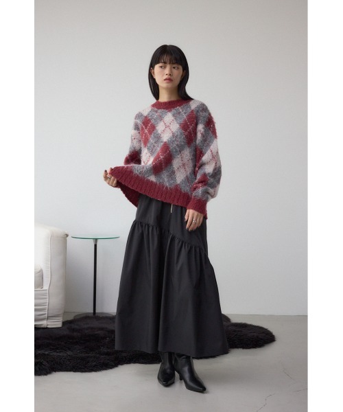 AZUL by moussy（アズールバイマウジー）の「アーガイルシャギーニット（ニット/セーター・レディース・ブラック系その他/ブラウン系その他/レッド系その他・SMALL/MEDIUM）」の19枚目の写真