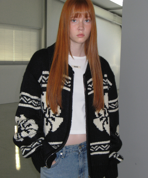 ROCKCAKE(ロックケーキ)の「Flower Cowichan Cardigan - Black/Black(カーディガン/ボレロ・レディース・その他・SMALL)」の5枚目の写真