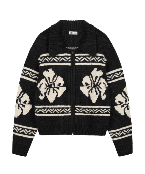 ROCKCAKE(ロックケーキ)の「Flower Cowichan Cardigan - Black/Black(カーディガン/ボレロ・レディース・その他・SMALL)」の6枚目の写真