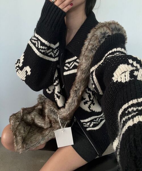ROCKCAKE(ロックケーキ)の「Flower Cowichan Cardigan - Black/Black(カーディガン/ボレロ・レディース・その他・SMALL)」の16枚目の写真