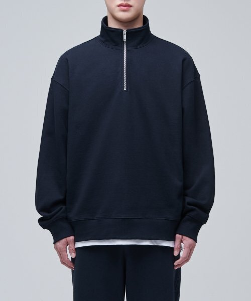MUSINSA STANDARD（ムシンサスタンダード）の「特大ハーフジップアップスウェットシャツ[ネイビー]（スウェット・メンズ・その他・SMALL/MEDIUM/LARGE/X-LARGE/XX-LARGE/XXX-LARGE）」の2枚目の写真