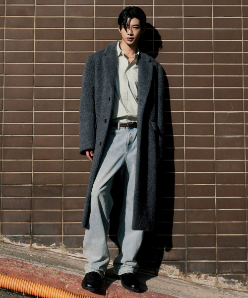 セール】ヘアリーアルパカブレンドダディショルダーシングルロング