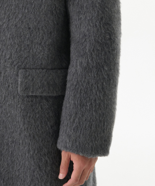 セール】ヘアリーアルパカブレンドダディショルダーシングルロング