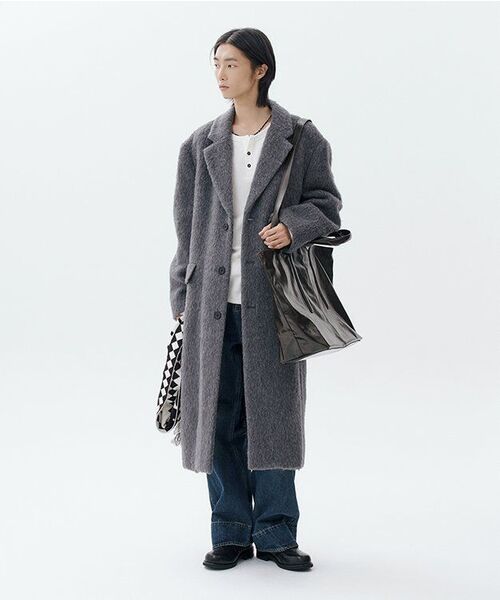 セール】ヘアリーアルパカブレンドダディショルダーシングルロング