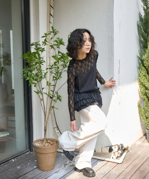 THE GREEN LAB（ザグリーンラボ）の「フリルビスチェスリーブトップス[ホワイト]（Tシャツ/カットソー・レディース・その他・FREE）」の7枚目の写真