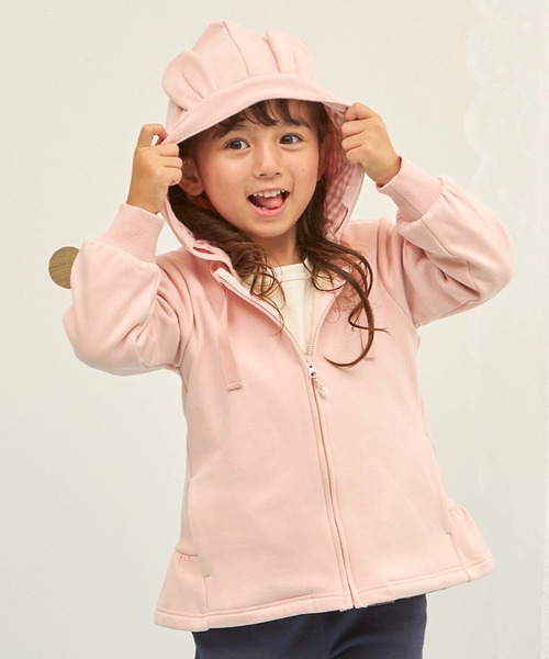 KP(ケーピー)の「うさ耳 スムース裏シャギー パーカ(パーカー・キッズ・ネイビー/ピンク・90cm/100cm/110cm/120cm/130cm)」の1枚目の写真