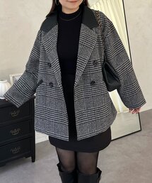 prose verse | レザーカラー裏キルティングチェックコート(その他アウター)