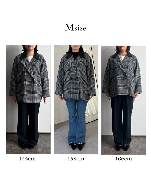prose verse(プロズヴェール)の「レザーカラー裏キルティングチェックコート(その他アウター・レディース・グレー・LARGE/MEDIUM)」の2枚目の写真