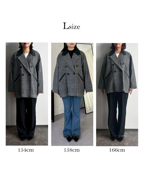 prose verse(プロズヴェール)の「レザーカラー裏キルティングチェックコート(その他アウター・レディース・グレー・LARGE/MEDIUM)」の3枚目の写真