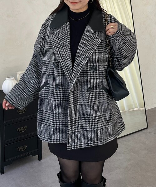 prose verse(プロズヴェール)の「レザーカラー裏キルティングチェックコート(その他アウター・レディース・グレー・LARGE/MEDIUM)」の6枚目の写真