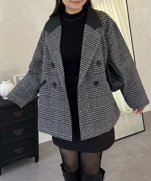 prose verse(プロズヴェール)の「レザーカラー裏キルティングチェックコート(その他アウター・レディース・グレー・LARGE/MEDIUM)」の11枚目の写真