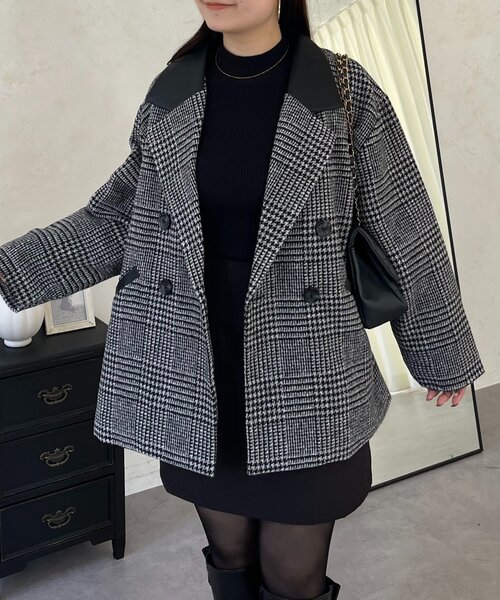 prose verse(プロズヴェール)の「レザーカラー裏キルティングチェックコート(その他アウター・レディース・グレー・LARGE/MEDIUM)」の12枚目の写真