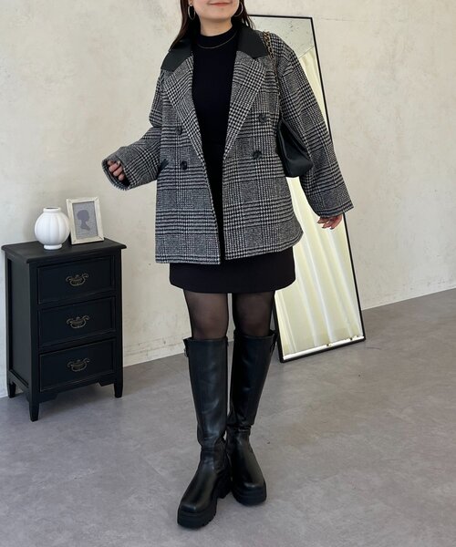 prose verse(プロズヴェール)の「レザーカラー裏キルティングチェックコート(その他アウター・レディース・グレー・LARGE/MEDIUM)」の14枚目の写真