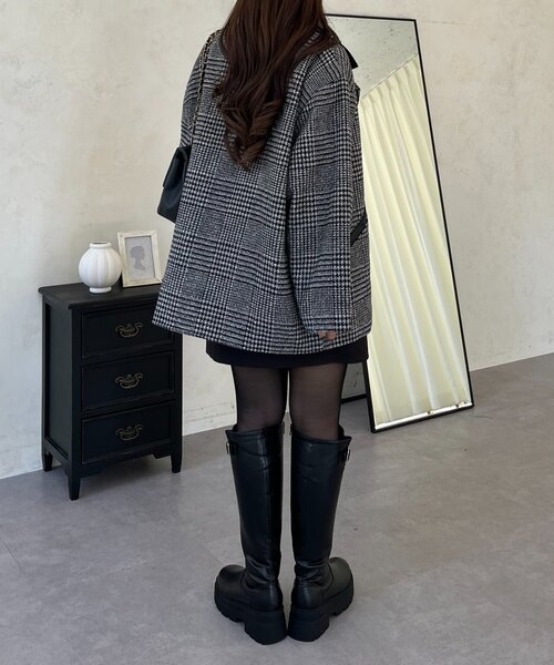 prose verse(プロズヴェール)の「レザーカラー裏キルティングチェックコート(その他アウター・レディース・グレー・LARGE/MEDIUM)」の16枚目の写真