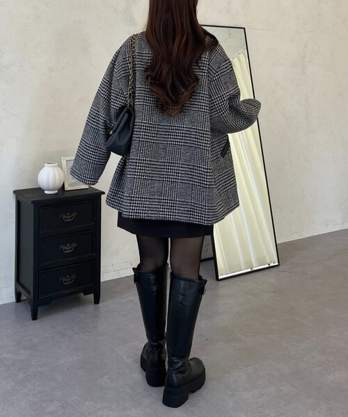 prose verse(プロズヴェール)の「レザーカラー裏キルティングチェックコート(その他アウター・レディース・グレー・LARGE/MEDIUM)」の18枚目の写真