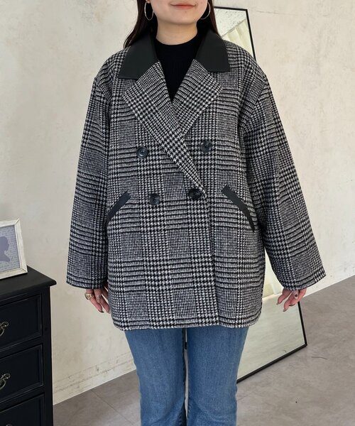 prose verse(プロズヴェール)の「レザーカラー裏キルティングチェックコート(その他アウター・レディース・グレー・LARGE/MEDIUM)」の20枚目の写真