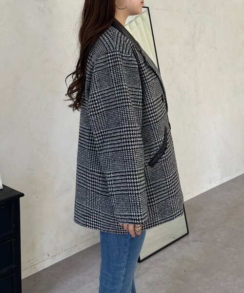 prose verse(プロズヴェール)の「レザーカラー裏キルティングチェックコート(その他アウター・レディース・グレー・LARGE/MEDIUM)」の21枚目の写真