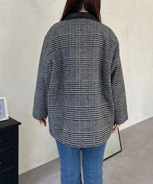 prose verse(プロズヴェール)の「レザーカラー裏キルティングチェックコート(その他アウター・レディース・グレー・LARGE/MEDIUM)」の22枚目の写真