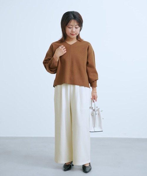 COHINA(コヒナ)の「ウールライクジャージートップス 【低身長・小柄女性】(Tシャツ/カットソー・レディース・グレー/ネイビー/ブラウン・ONE SIZE)」の17枚目の写真