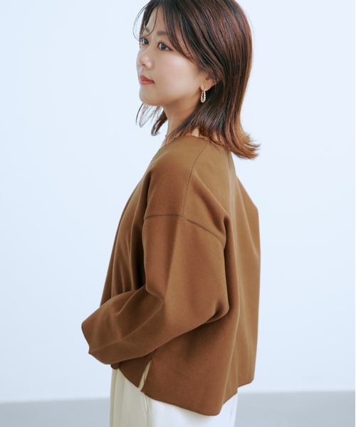COHINA(コヒナ)の「ウールライクジャージートップス 【低身長・小柄女性】(Tシャツ/カットソー・レディース・グレー/ネイビー/ブラウン・ONE SIZE)」の15枚目の写真