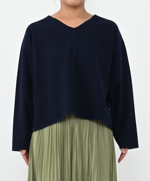 COHINA(コヒナ)の「ウールライクジャージートップス 【低身長・小柄女性】(Tシャツ/カットソー・レディース・グレー/ネイビー/ブラウン・ONE SIZE)」の12枚目の写真