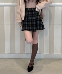 【着用動画あり・2色・2サイズ展開】モダンチェックラップミニスカート