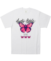 MONSTER REPUBLIC（モンスターリパブリック）の「バタフライビビッドピンクTシャツホワイト（Tシャツ/カットソー）」