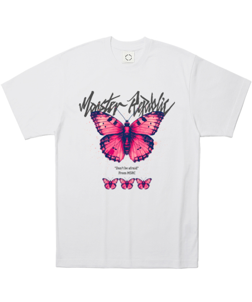 MONSTER REPUBLIC(モンスターリパブリック)の「バタフライビビッドピンクTシャツホワイト(Tシャツ/カットソー・レディース・その他・LARGE/MEDIUM/SMALL/X-LARGE)」の1枚目の写真