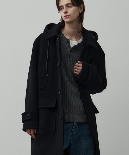 セール】[WOOL 90] ディタッチャブルウールバルマカンフードコート