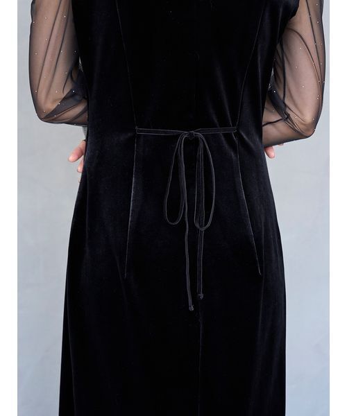 SNIDEL スナイデル シアードッキングベロアドレス ネイビー 0サイズ