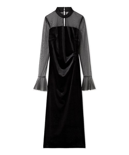 新作新品♥️SNIDEL スナイデル シアードッキングベロアドレス✨BLK シアードッキングベロアドレス（ワンピース）｜SNIDEL（スナイデル）の