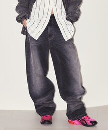 CAT WASHED DENIM PANTS BLACK WASHED