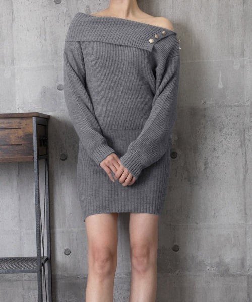 Miniministore(ミニミニストア)の「ニットワンピースオフショルダーワンピース(ワンピース・レディース・グレー/ホワイト/ブラック・FREE)」の16枚目の写真
