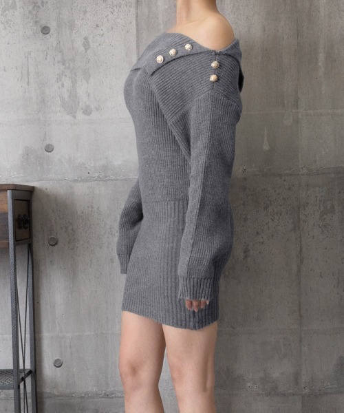 Miniministore(ミニミニストア)の「ニットワンピースオフショルダーワンピース(ワンピース・レディース・グレー/ホワイト/ブラック・FREE)」の17枚目の写真