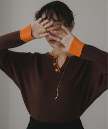 210nouve | 配色 キーネック リブニット(ニット/セーター)