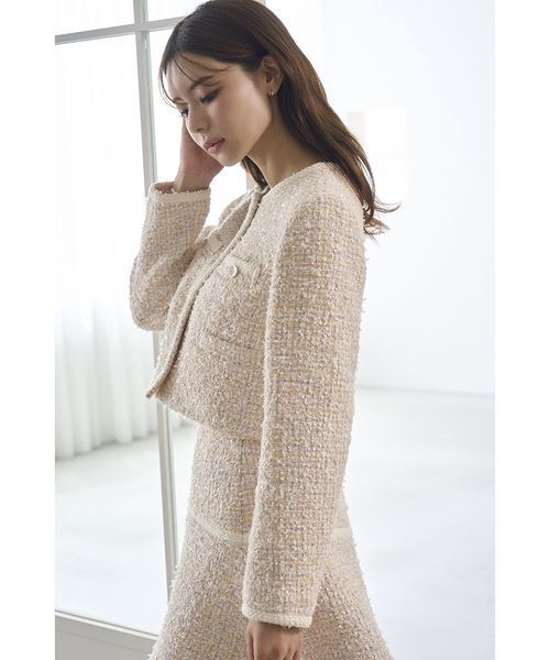 SNIDEL ツイードジャケット 新品 SNIDEL（スナイデル） ジャケット ノーカラージャケット ツイード