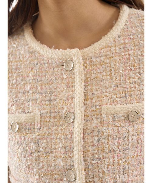 SNIDEL(スナイデル)の「ツイードジャケット(ノーカラージャケット・レディース・アイボリー/ブルー/マルチ・F)」の10枚目の写真