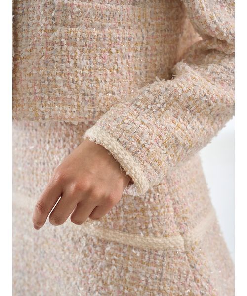 SNIDEL(スナイデル)の「ツイードジャケット(ノーカラージャケット・レディース・アイボリー/ブルー/マルチ・F)」の12枚目の写真