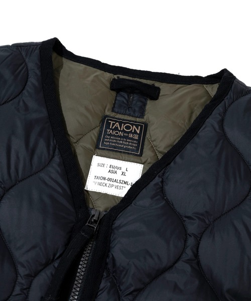 TAION(タイオン)の「TAION/タイオン MILITARY V-NECK W-ZIP DOWN VEST(SOFT SHELL)(ダウンベスト・メンズ・ブラック/セージグリーン・XX-LARGE/X-LARGE/LARGE)」の5枚目の写真