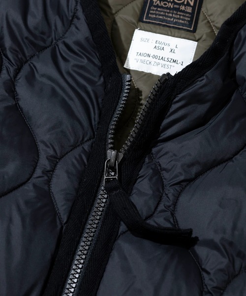 TAION(タイオン)の「TAION/タイオン MILITARY V-NECK W-ZIP DOWN VEST(SOFT SHELL)(ダウンベスト・メンズ・ブラック/セージグリーン・XX-LARGE/X-LARGE/LARGE)」の6枚目の写真