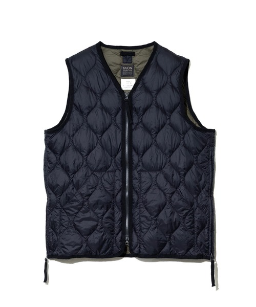 TAION(タイオン)の「TAION/タイオン MILITARY V-NECK W-ZIP DOWN VEST(SOFT SHELL)(ダウンベスト・メンズ・ブラック/セージグリーン・XX-LARGE/X-LARGE/LARGE)」の10枚目の写真