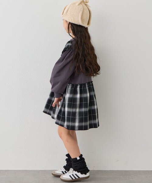 CIAOPANIC TYPY（チャオパニックティピー）の「【KIDS】【WEB限定】裏毛切替ミニチュニックワンピ≪ジュニアサイズあり≫（ワンピース・キッズ・ブラック/チャコールグレー/グレー・110/130/150）」の11枚目の写真