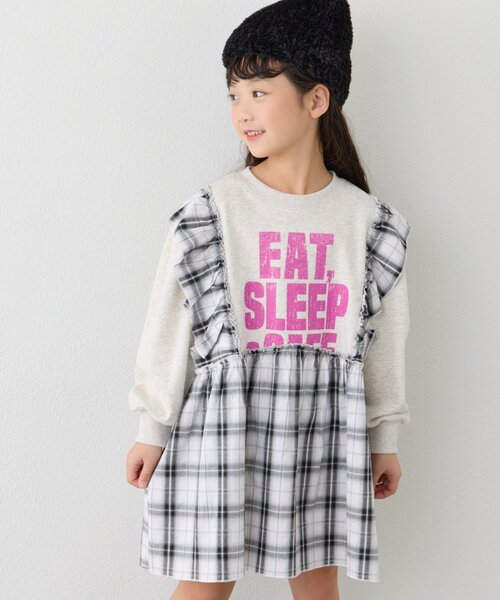 CIAOPANIC TYPY（チャオパニックティピー）の「【KIDS】【WEB限定】裏毛切替ミニチュニックワンピ≪ジュニアサイズあり≫（ワンピース・キッズ・ブラック/チャコールグレー/グレー・110/130/150）」の13枚目の写真